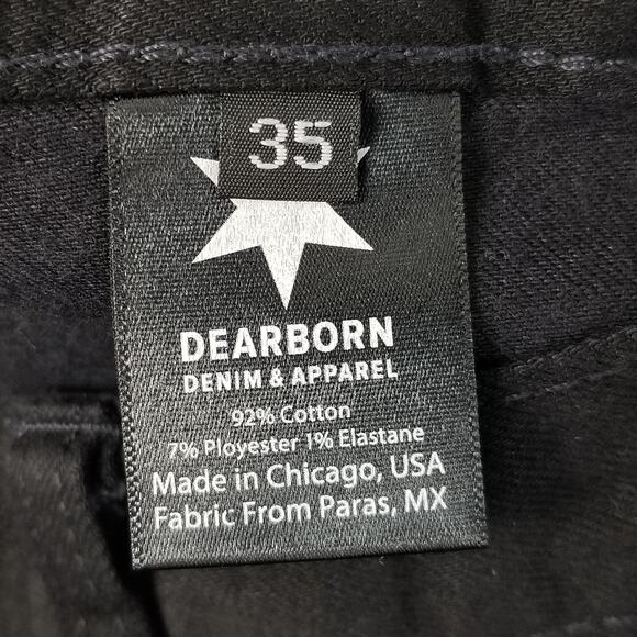 Dearborn Denim Jeans Mens 35 Black Slim Fit Stretch Made USA Straight Leg Pants - Picture 12 of 13